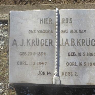 KRÜGER A.J. 1864-1947 &amp; J.A.B. 1865-1941