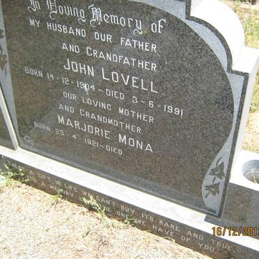 LOVELL John 1904-1991 &amp; Marjorie Mona 1921-