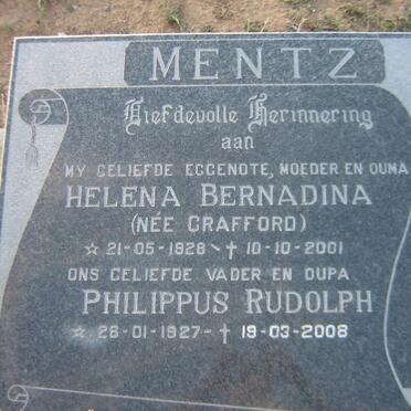 MENTZ Philippus Rudolph 1927-2008 &amp; Helena Bernadina CRAFFORD 1928-2001