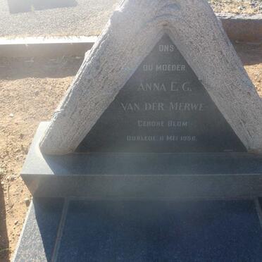MERWE Anna E.G., van der nee BLOM -1956