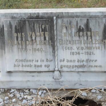 PLESSIS Willem, du 1873-1940 &amp; Elizabeth V.D. HEEVER 1874-1921