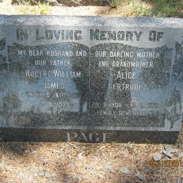 PAGE Robert William James -1959 &amp; Alice Gertrude 1908-1979