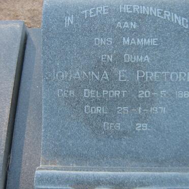 PRETORIUS Johanna E. nee DELPORT 1887-1971