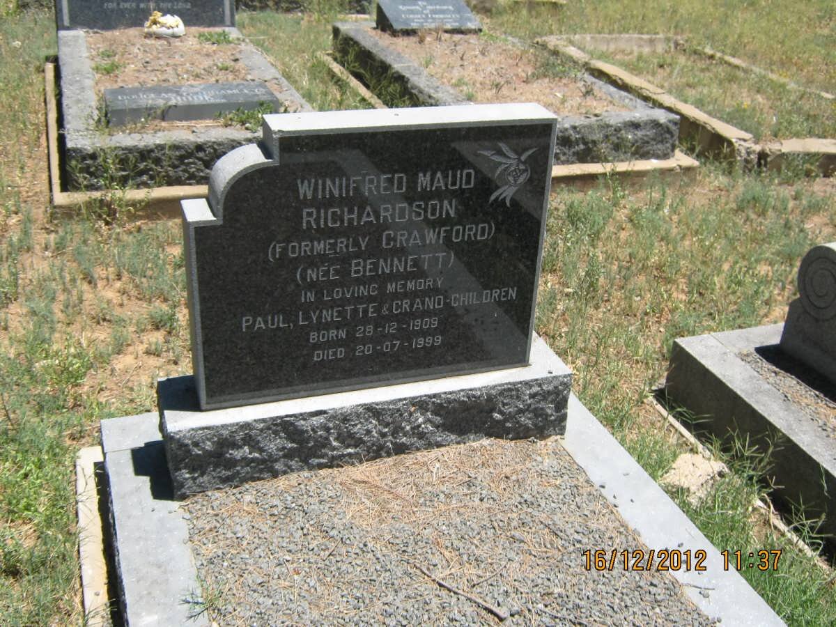 RICHARDSON Winifred Maud formerly CRAWFORD nee BENNETT 1909-1999