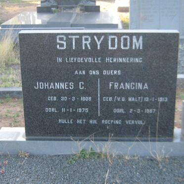 STRYDOM Johannes C. 1908-1975 &amp; Francina V.D. WALT 1913-1987