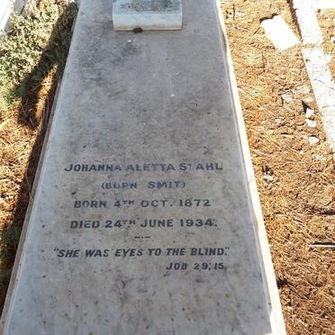 STAHL Johanna Aletta nee SMIT 1872-1934