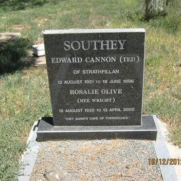 SOUTHEY Edward Cannon 1921-1996 &amp; Rosalie Olive WRIGHT 1920-2000