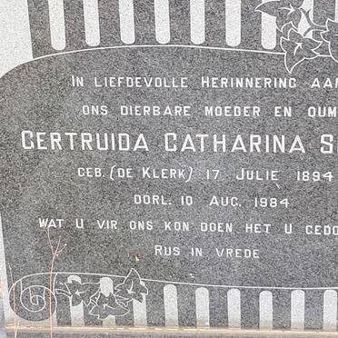 SMITH Gertruida Catharina nee DE KLERK 1894-1984