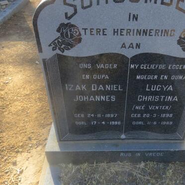 SCHOOMBEE Izak Daniel Johannes 1897-1998 &amp; Lucya Christina VENTER 1898-1989