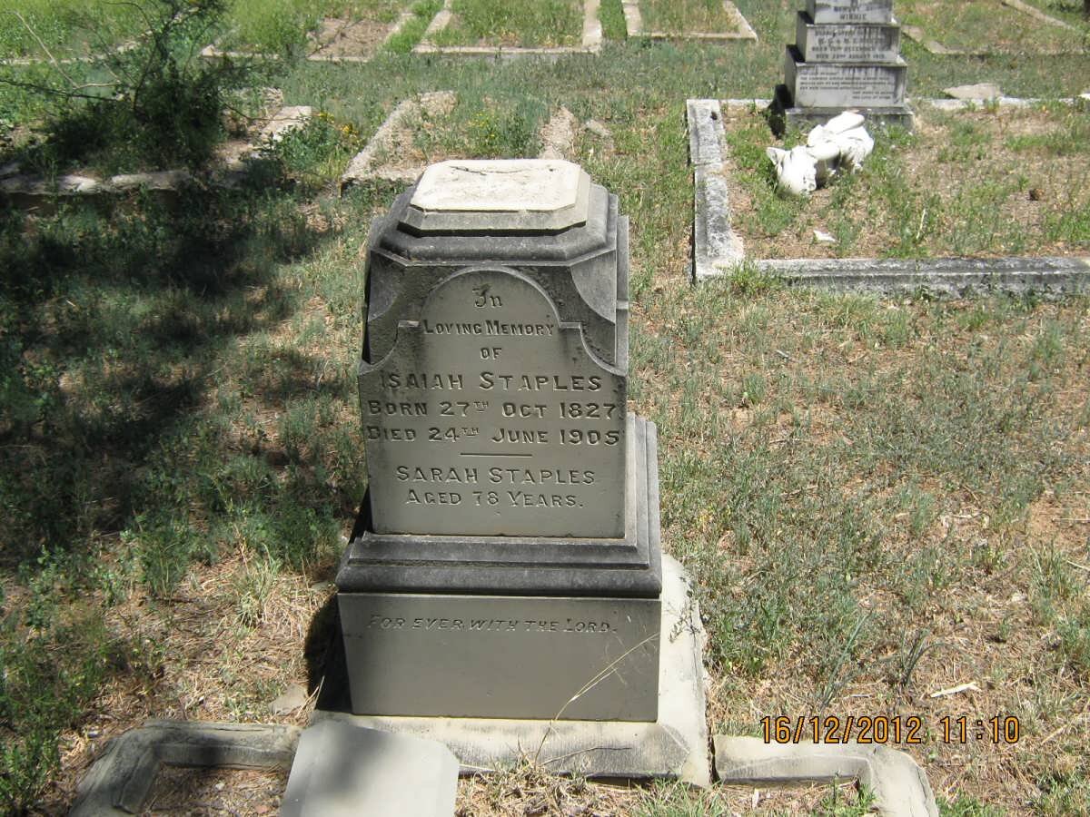 STAPLES Isaiah 1827-1905 &amp; Sarah