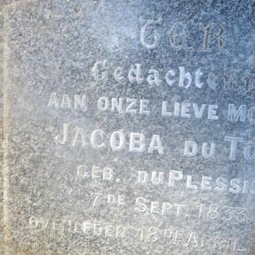 TOIT Jacoba, du nee DU PLESSIS 1833-191?