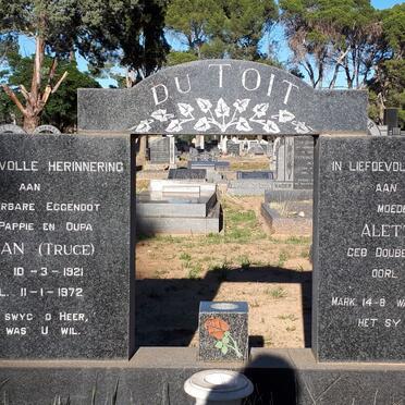 TOIT Johan, du 1921-1972 &amp; Aletta Johanna DOUBELL 1921-1973