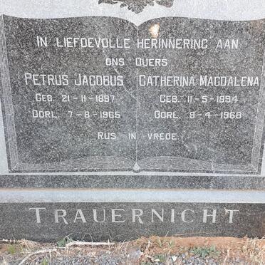 TRAUERNICHT Petrus Jacobus 1897-1965 &amp; Catharina Magdalena 1894-1968