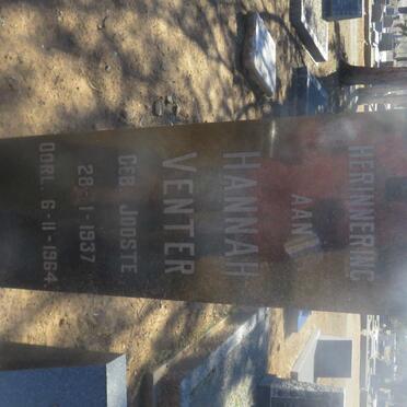 VENTER Hannah nee JOOSTE 1937-1964