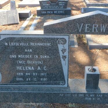 VERWEY Tobias 1902-1994 &amp; Helena A.C. DICKSON 1917-1996 