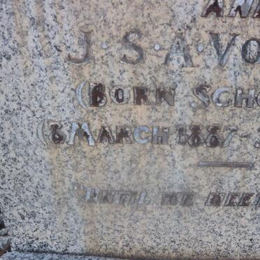 VORSTER J.F. 1885-1930 &amp; J.S.A. SCHOOMBIE 1887-1931 