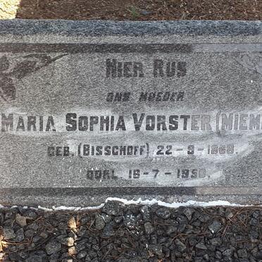 VORSTER Maria Sophia nee BISSCHOFF 1868-1950