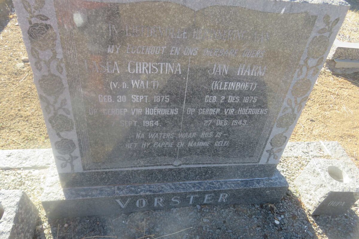 VORSTER Jan Harm 1875-1943 &amp; Lasea Christina VAN DER WALT 1875-1964