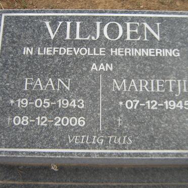 VILJOEN Faan 1943-2006 &amp; Marietjie 1945-