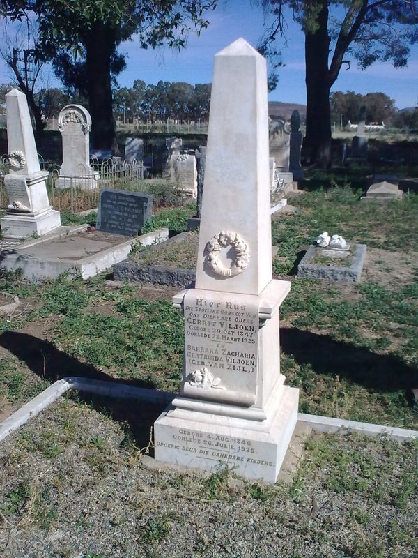 VILJOEN Gerrit van Niekerk 1847-1925 &amp; Barbara Zacharia Gertruida VAN ZIJL 1846-1925 