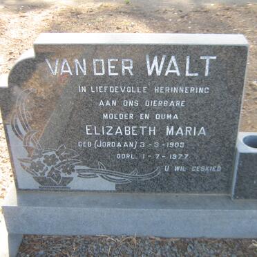 WALT Elizabeth Maria, van der nee JORDAAN 1903-1977