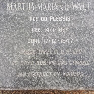WALT Martha Maria, v.d. nee DU PLESSIS 1894-1947