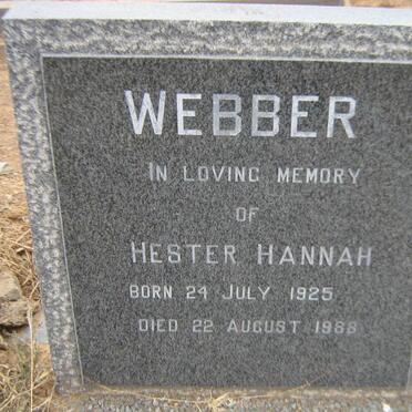 WEBBER Hester Hannah 1925-1988