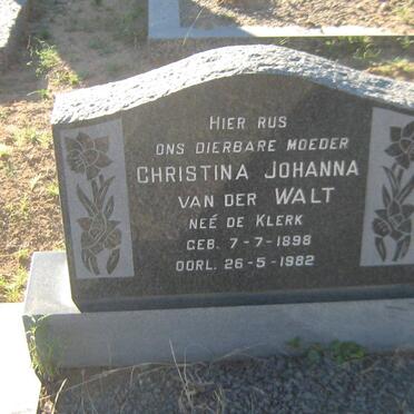WALT Christina Johanna, van der nee DE KLERK 1898-1982