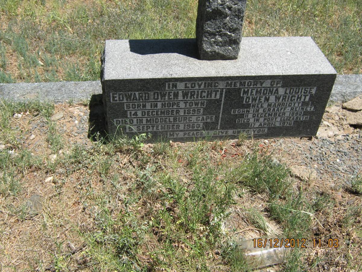 WRIGHT Edward, OWEN 1895-1960 &amp; Memona Louise MARRIOTT 1890-1976