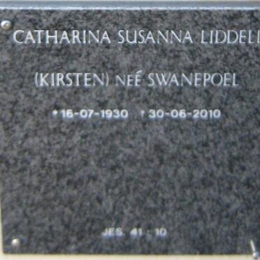 LIDDELL Catharina Susanna voorheen KIRSTEN nee SWANEPOEL 1930-2010