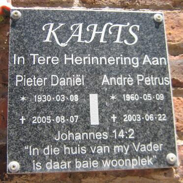 KAHTS Pieter Daniel 1930-2005 :: KAHTS Andre Petrus 1960-2003
