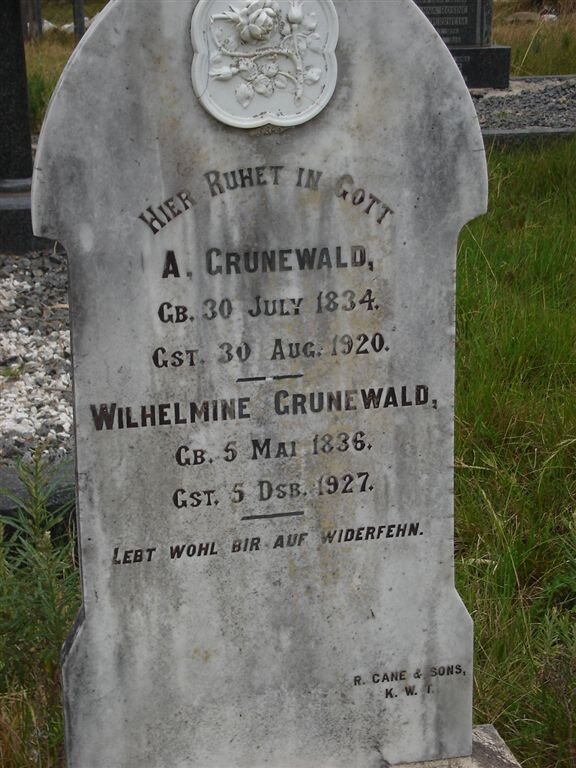 GRUNEWALD A. 1834-1920 &amp;  Wilhelmine 1836-1927