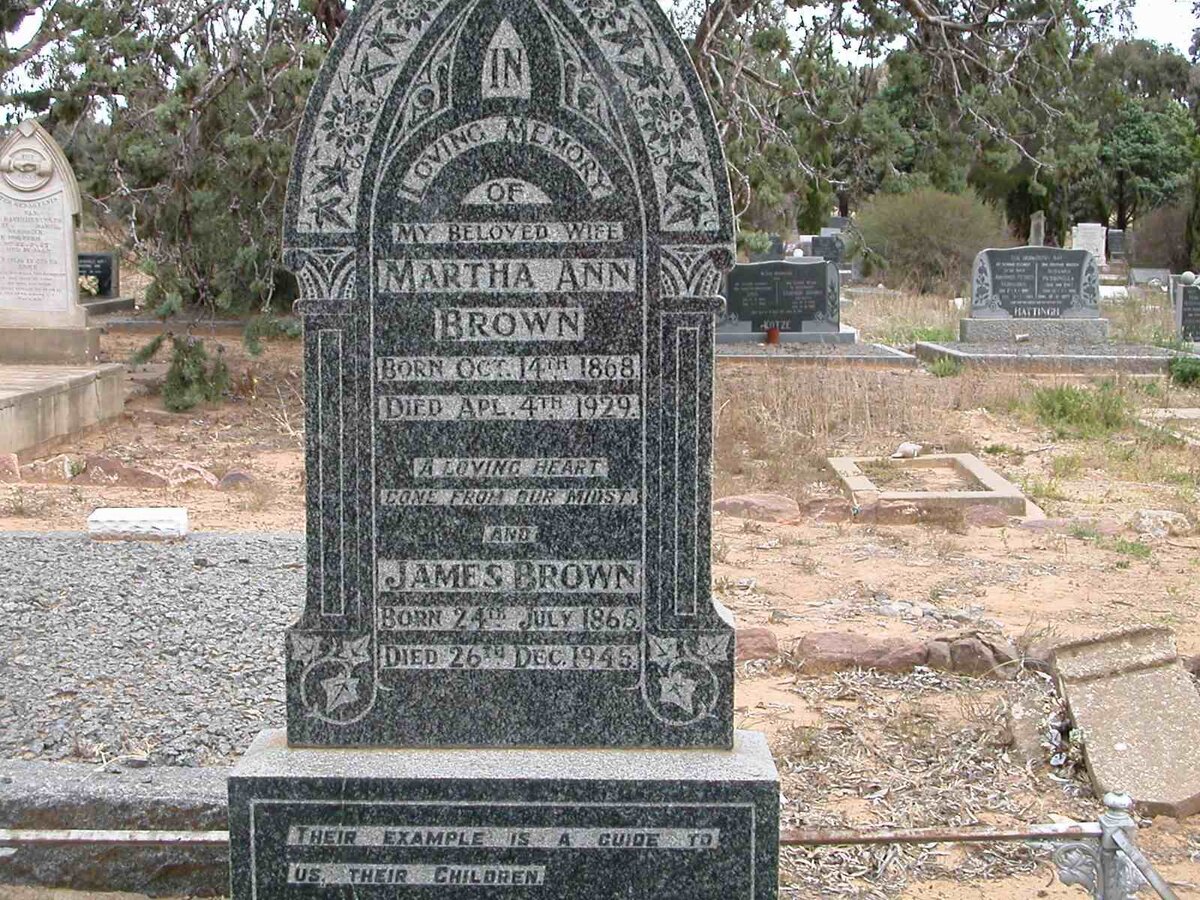 BROWN James 1865-1945 &amp; Martha Ann 1868-1929