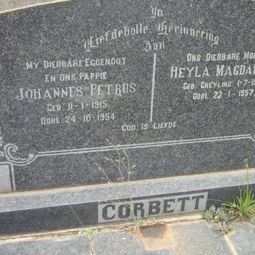CORBETT Johannes Petrus 1915-1954 &amp; Heyla Magdalena GREYLING 1909-1957