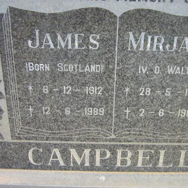 CAMPBELL James 1912-1989 &amp; Mirjam V.D. WALT 1918-1989