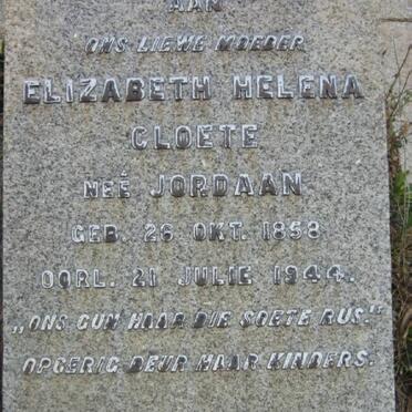 CLOETE Elizabeth Helena nee JORDAAN 1858-1944