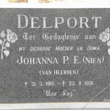 DELPORT Johanna P.E. nee VAN HEERDEN 1910-1991