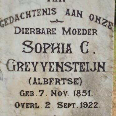 GREYVENSTEIJN Sophia C. nee ALBERTSE 1851-1922