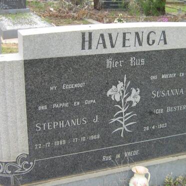 HAVENGA Stephanus J. 1889-1968 &amp; Suanna E. BESTER 1903-