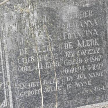 KLERK Jacobus, de 1862-1939 &amp; Johanna Francina COETZEE 1867-1932