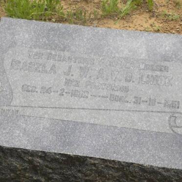 LINDE Isabela J.W.A., v.d nee PRETORIUS 1882-1951