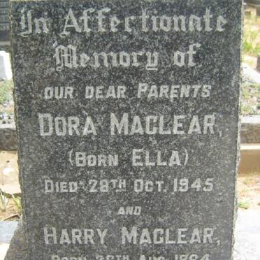 MACLEAR Harry 1864-1959 &amp; Dora ELLA -1945