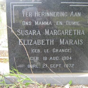 MARAIS Susara Margaretha Elizabeth nee LE GRANGE 1904-1972