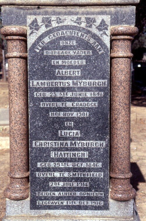 MYBURGH Albert Lambertus 1841-1901 &amp; Lucia Christina HATTINGH 1846-1914