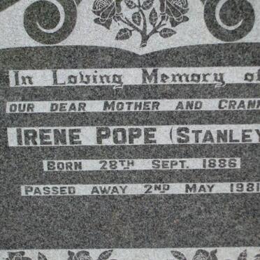 POPE Irene nee STANLEY 1886-1981