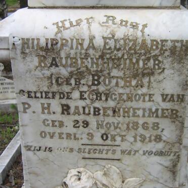 RAUBENHEIMER Philippina Elizabeth nee BOTHA 1868-1918