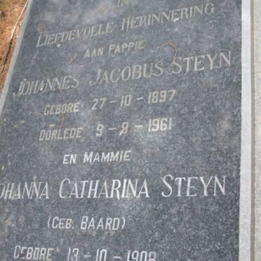 STEYN Johannes Jacobus 1897-1961 &amp; Johanna Catharina BAARD 1908-1992