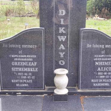 DIKWAYO Greenleaf Sithembele 1917-1998 &amp; Nhimel Alice 1922-1999