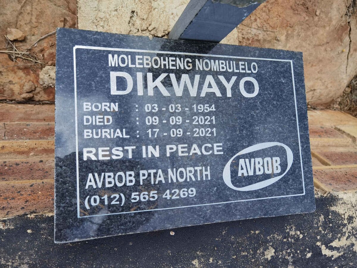 DIKWAYO Moleboheng Nombulelo 1954-2021