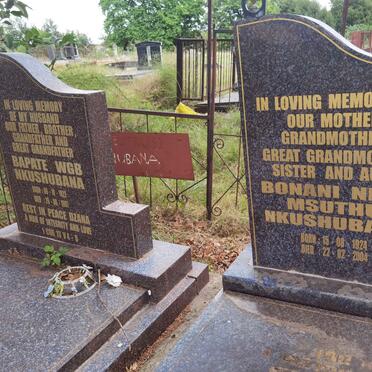 NKUSHUBANA Bapate WGB 1922-1991 &amp; Bonani Nelly Msuthu 1924-2004